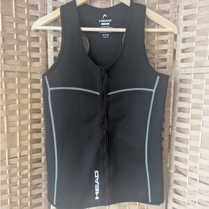 Head Compression Zip Front Tank Top Black Athletic Training Gym Vest Men's L